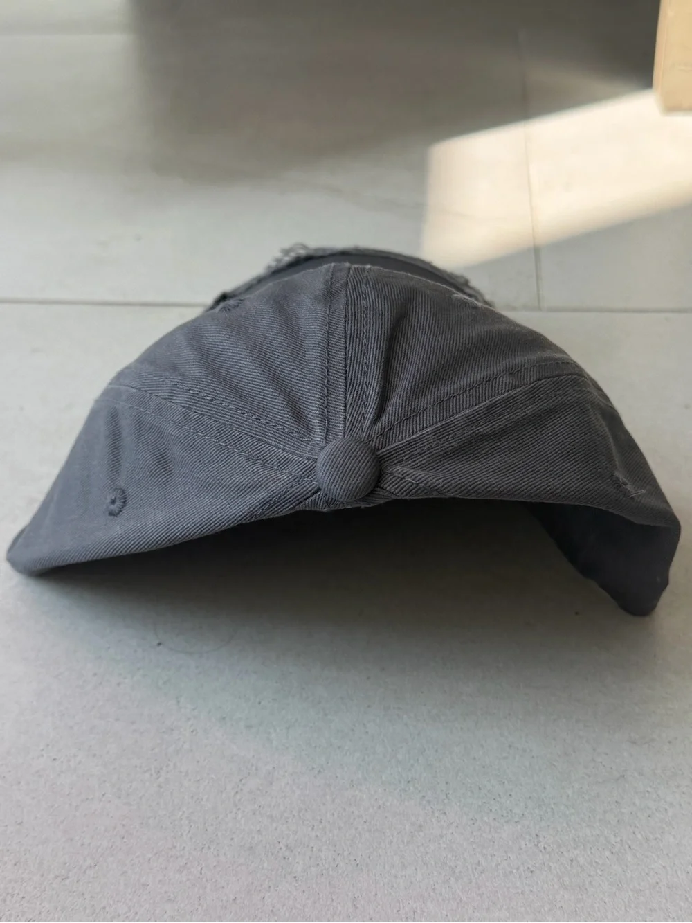 Designer Dark Gray Distressed White Logo Baseball Cap Adjustable Cotton Hat NWT